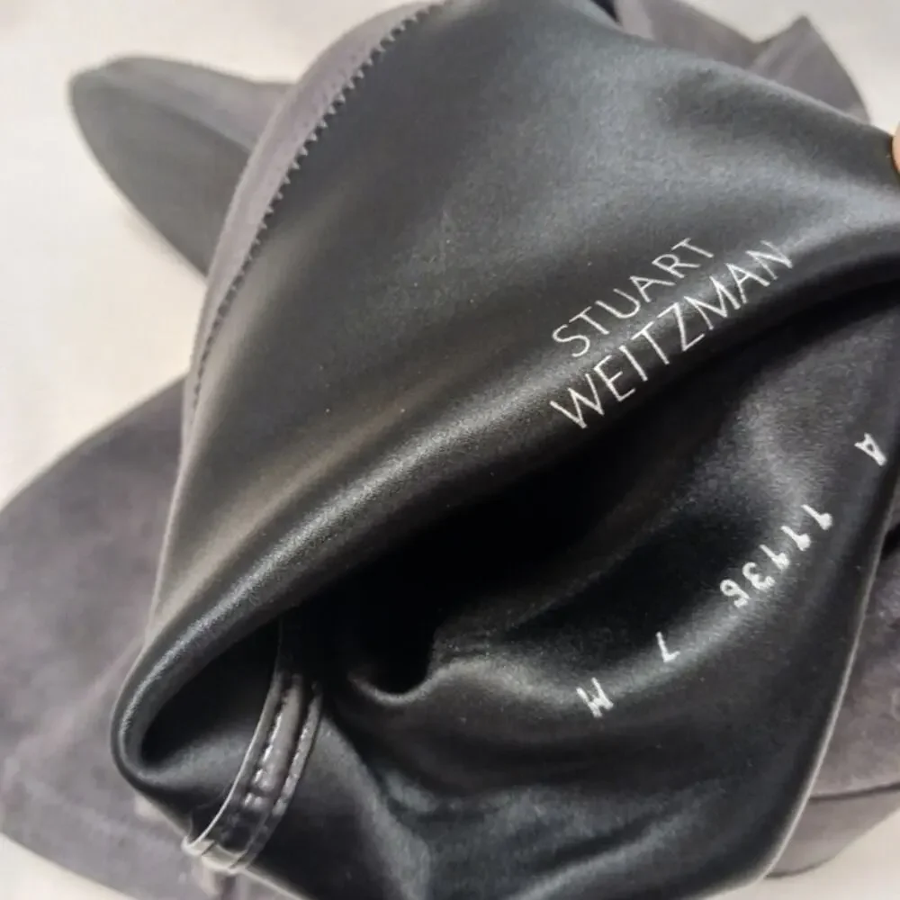 Stuart Weitzman Over The Knee Boots Sz 7M GRAY Leather SUEDE Pullon TIELAND $980